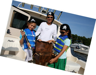 Mom & Pirate Kids with Treasure Chest